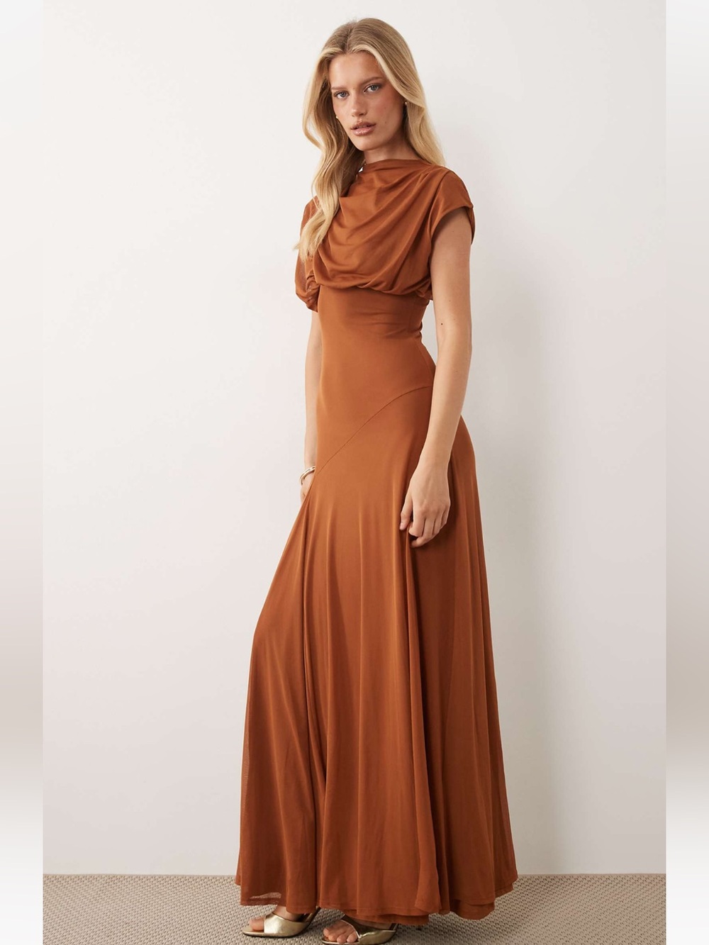 ASOS Women's Rust Draped Maxi Dress